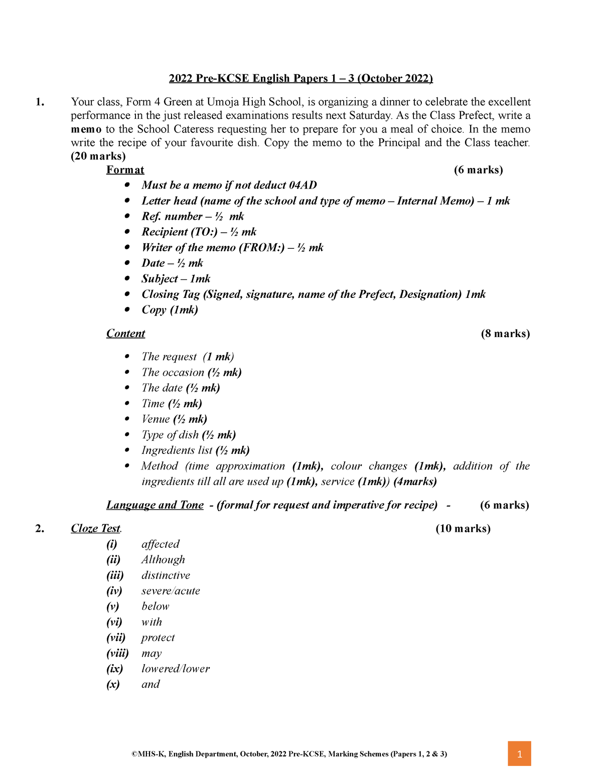 extended essay mark scheme 2022