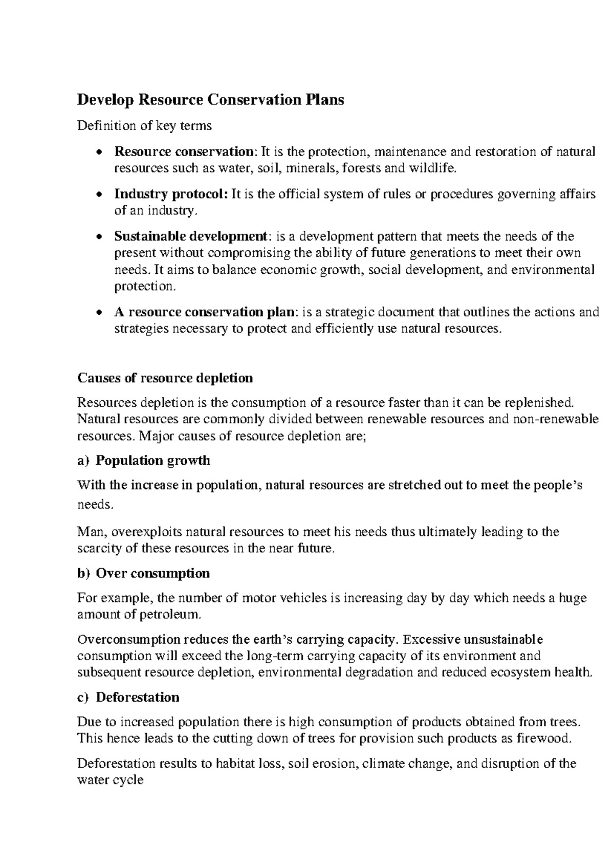 9. Develop resource conservation plans - Develop Resource Conservation ...