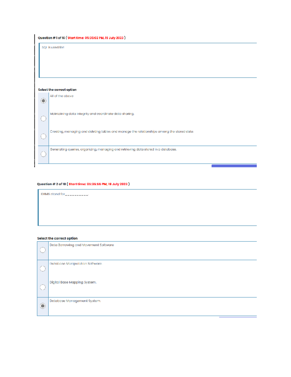 Cs403 Quiz 4 2023 - Database Management Systems - Studocu