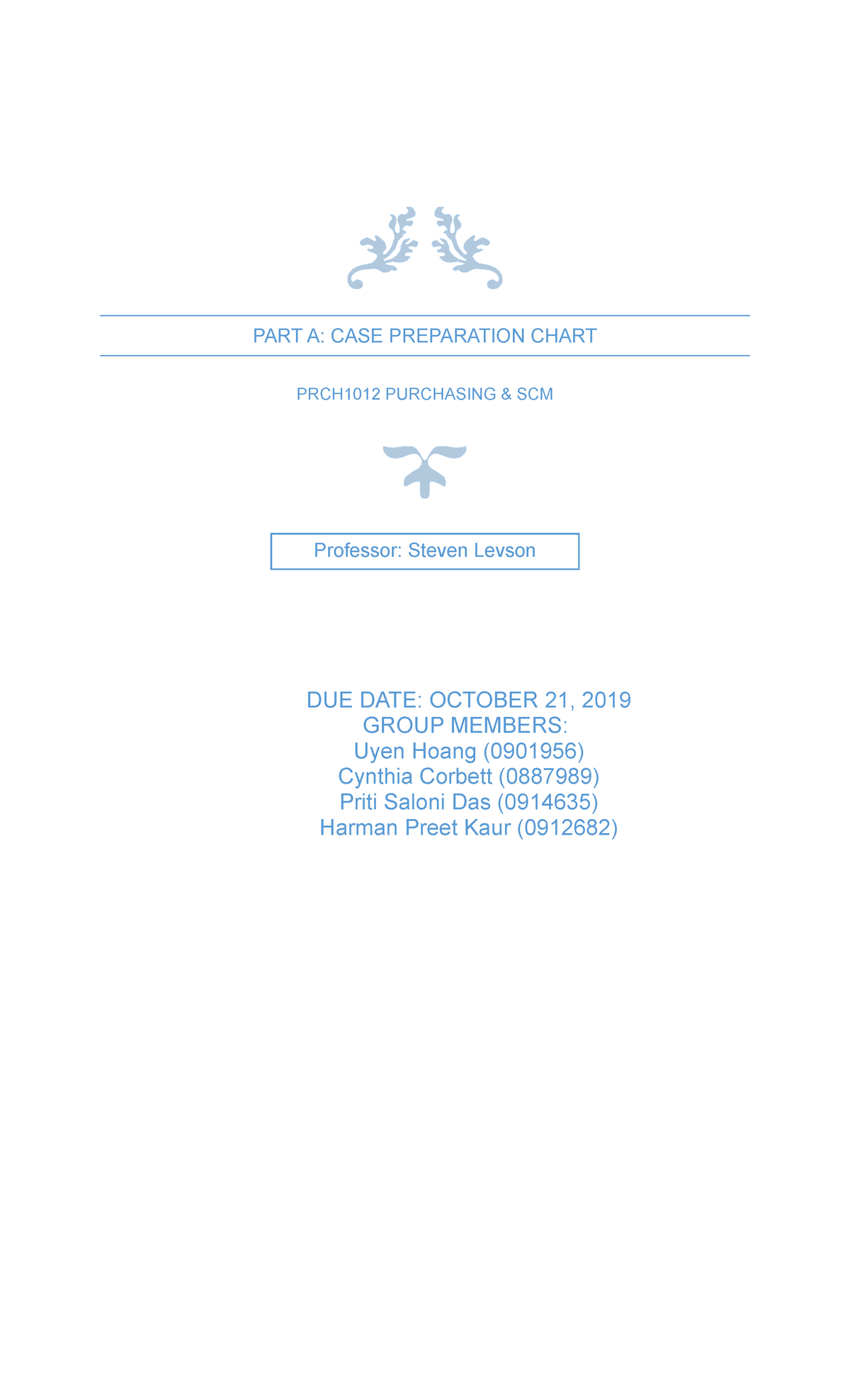 group case study individual preparation chart