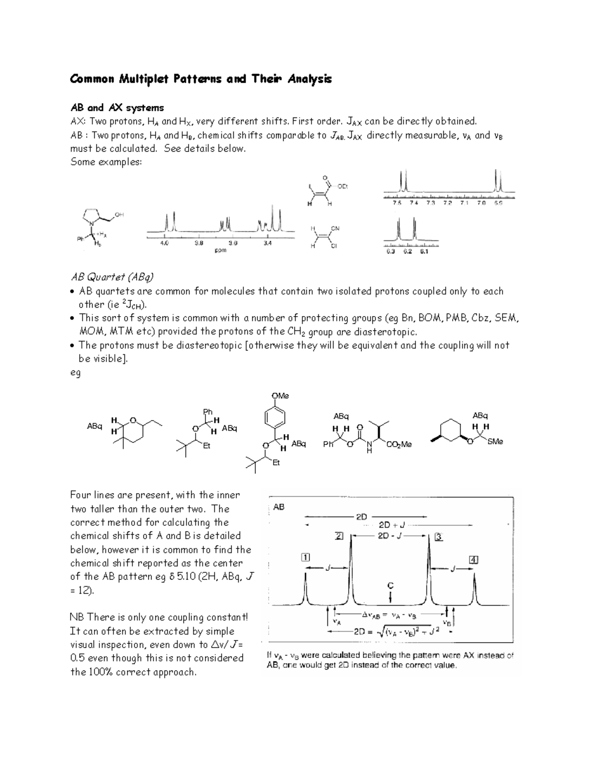 Coupling constant practice Common Multiplet Patterns and Their