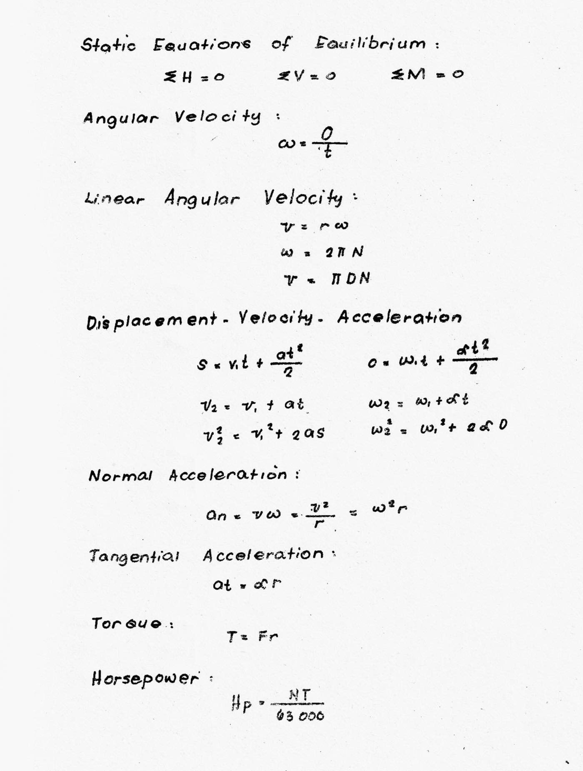 Machine Design Formula - Electrical Engineering - Studocu