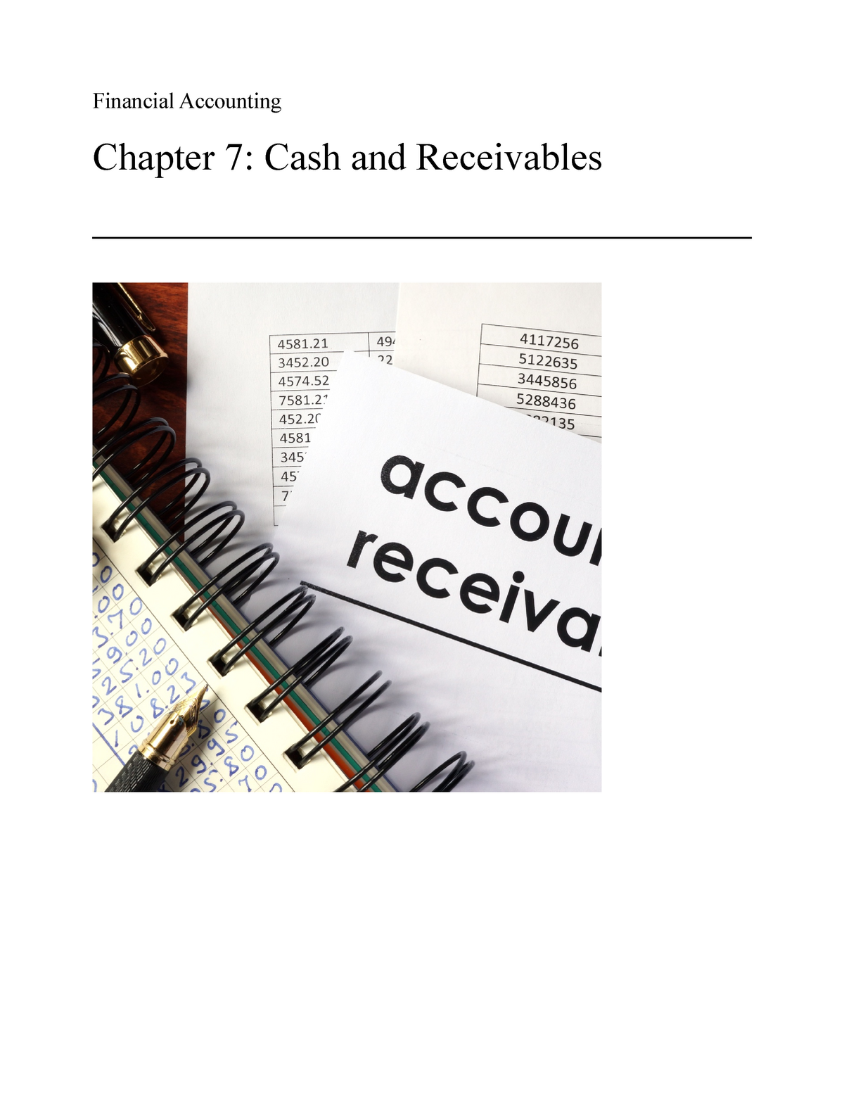 Chapter 7. Cash And Receivables - Financial Accounting Chapter 7: Cash ...