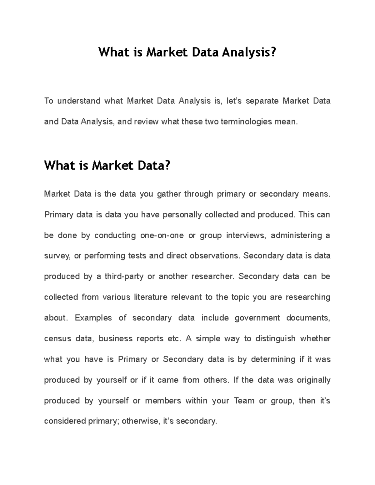 What Is Market Data