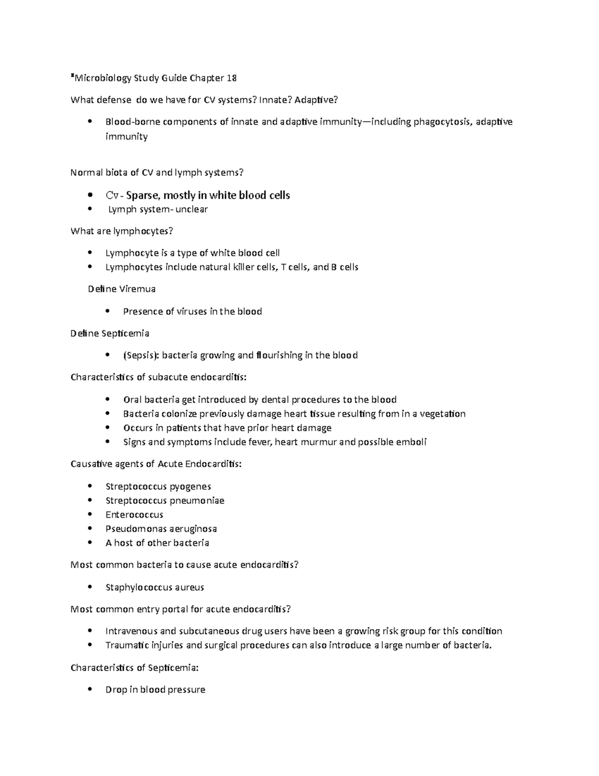 Microbiology Study Guide Chapter 18 - Characteristics of Septicemia ...