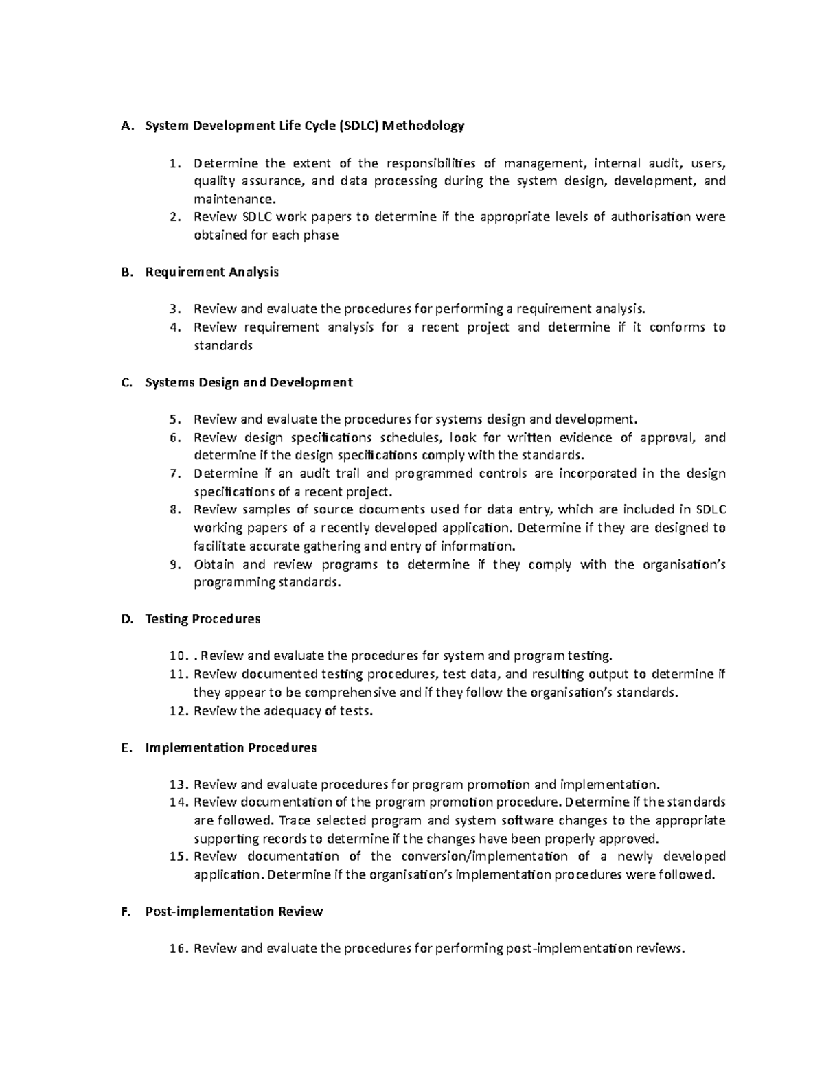 Ais 4 - AIS - A. System Development Life Cycle (SDLC) Methodology ...