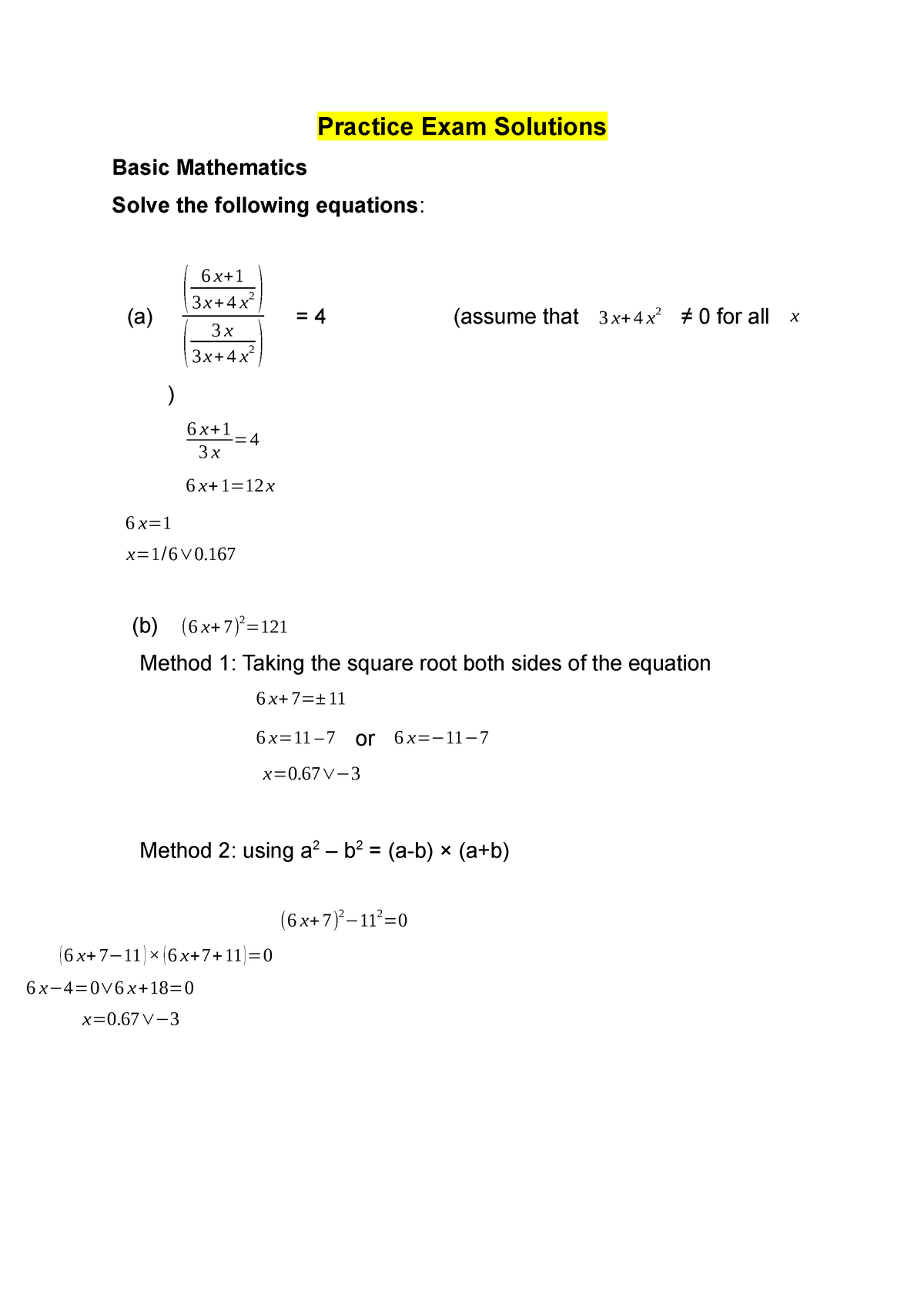 Practice Exam 1 February 2019, Answers - Practice Exam Solutions Basic ...