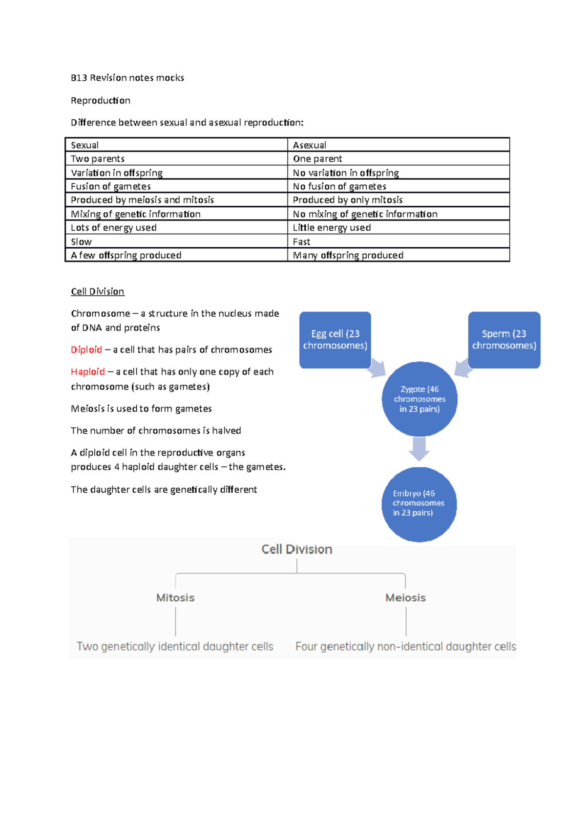 B13 Revision notes - GCSE biology - B13 Revision notes mocks ...