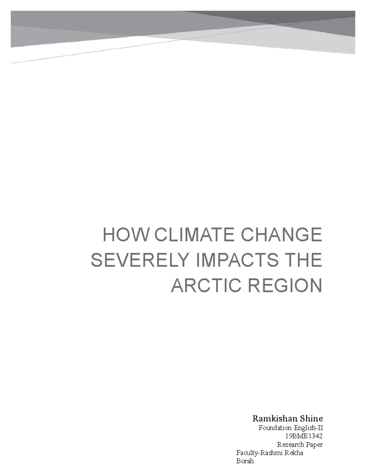 Research Paper Climate Change Final - HOW CLIMATE CHANGE SEVERELY ...