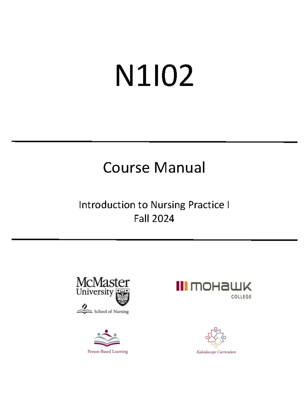 N1I02 Course Manual - N1I 02 Course Manual Introduction to Nursing ...