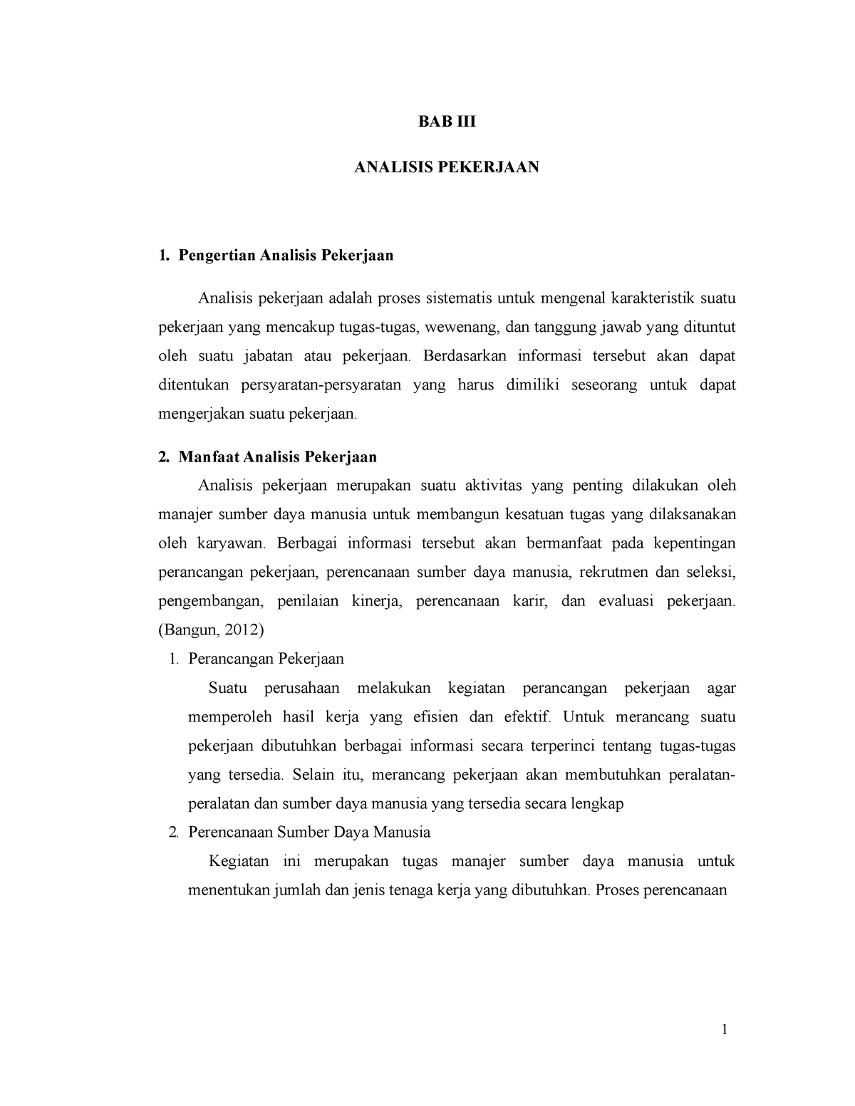 Modul Manajemen Sumber Daya Manusia Bab 3 Analisis Pekerjaan - BAB III ...