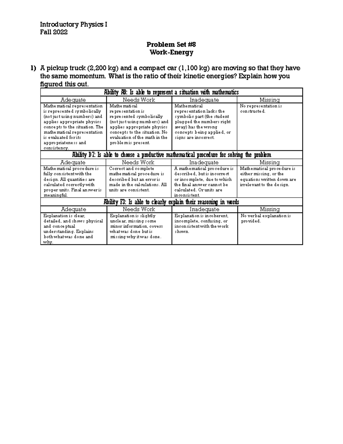 Problem Set 08 - Practicing the practice set - Introductory Physics I ...