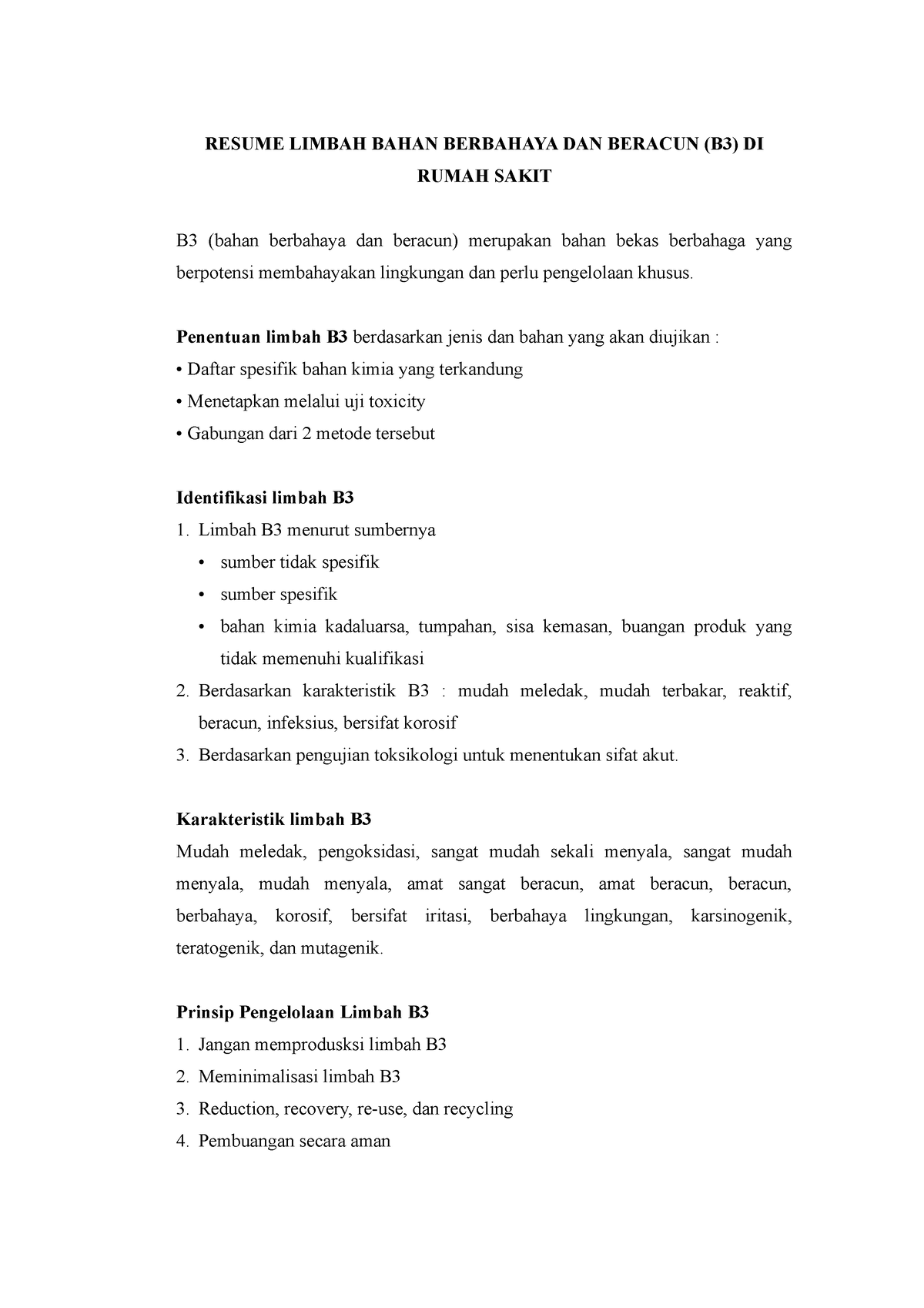 Limbah B3 Di Rumah Sakit - RESUME LIMBAH BAHAN BERBAHAYA DAN BERACUN ...