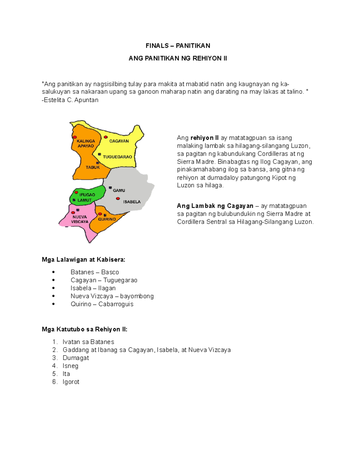 Finals Panitikan - Rehiyon II - FINALS – PANITIKAN ANG PANITIKAN NG ...