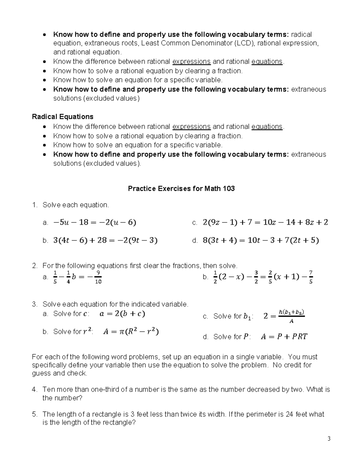Exam+2+Practice+Problems With Answer Key - 3 • Know how to define and ...