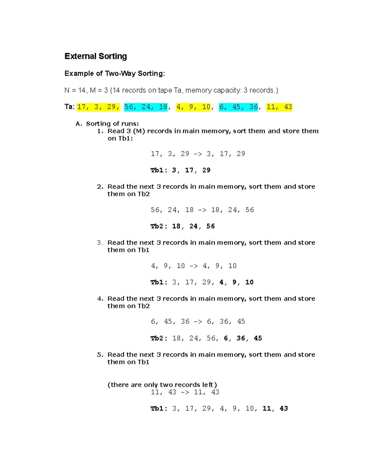 External Sorting - Please give as much additional information as ...