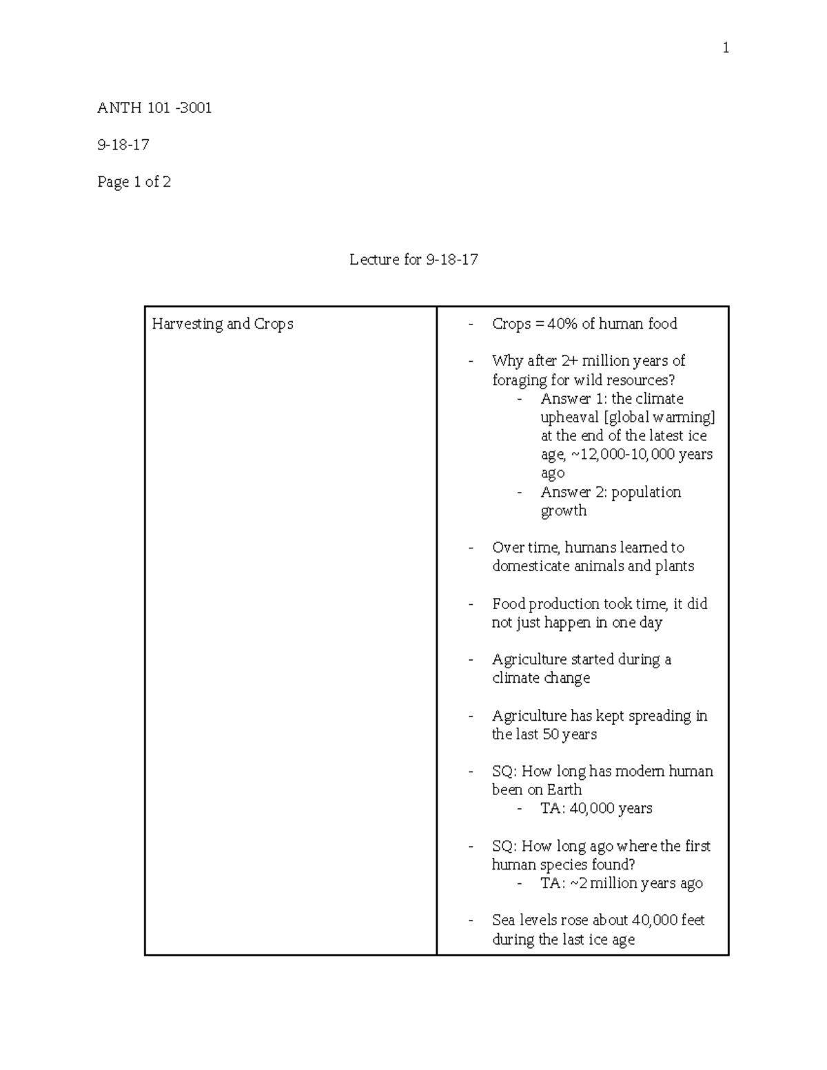ANTH 101 - #3 - Lecture notes 3 - 1 ANTH 101 -3001 9-18-17 Page 1 of 2 ...