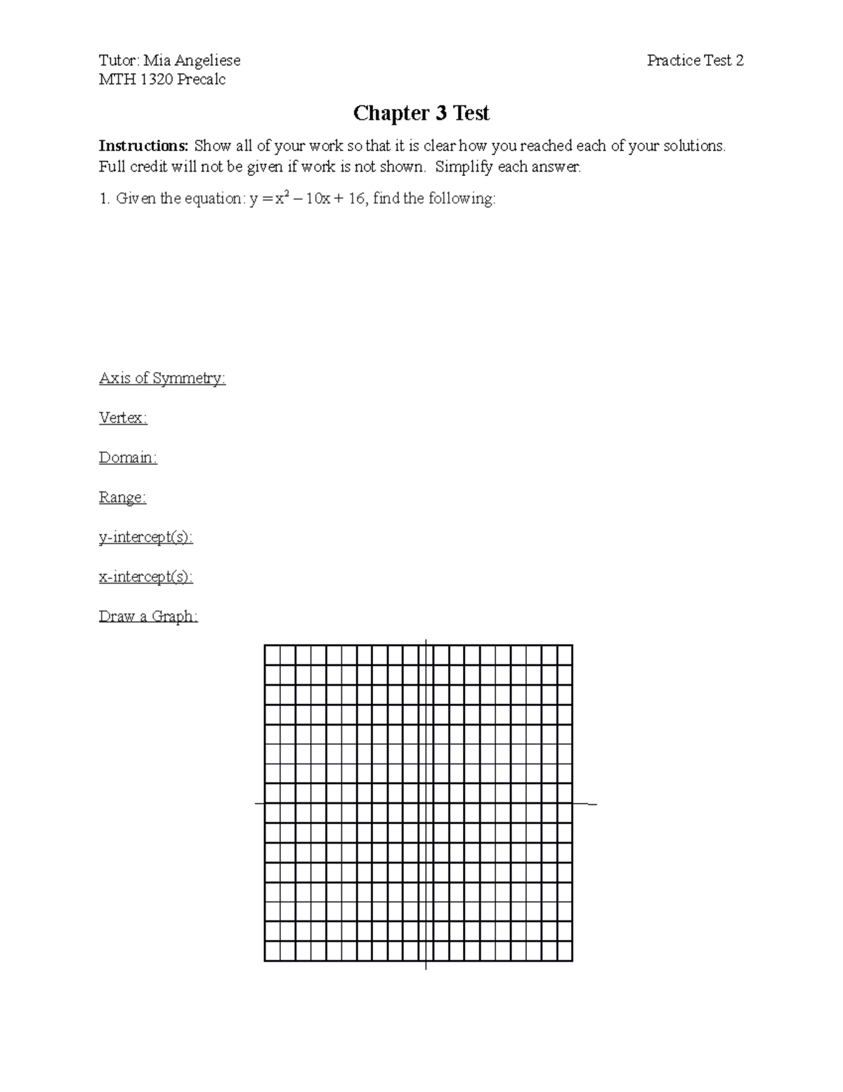 Ch3 Practice Test 2 NAM - MTH 1320 Precalc Chapter 3 Test Instructions ...