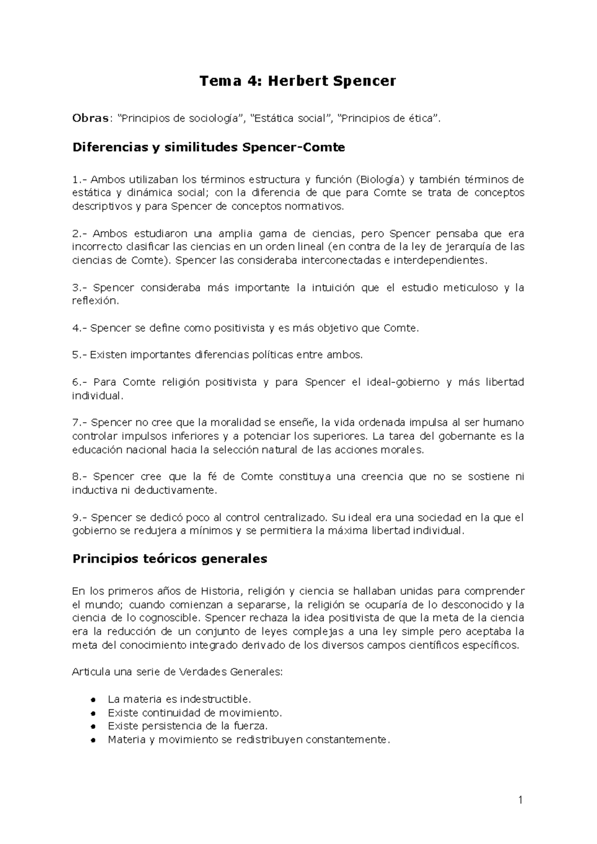 Herbert Spencer Resumen Teoría Sociológica Clásica Tema 4 Herbert