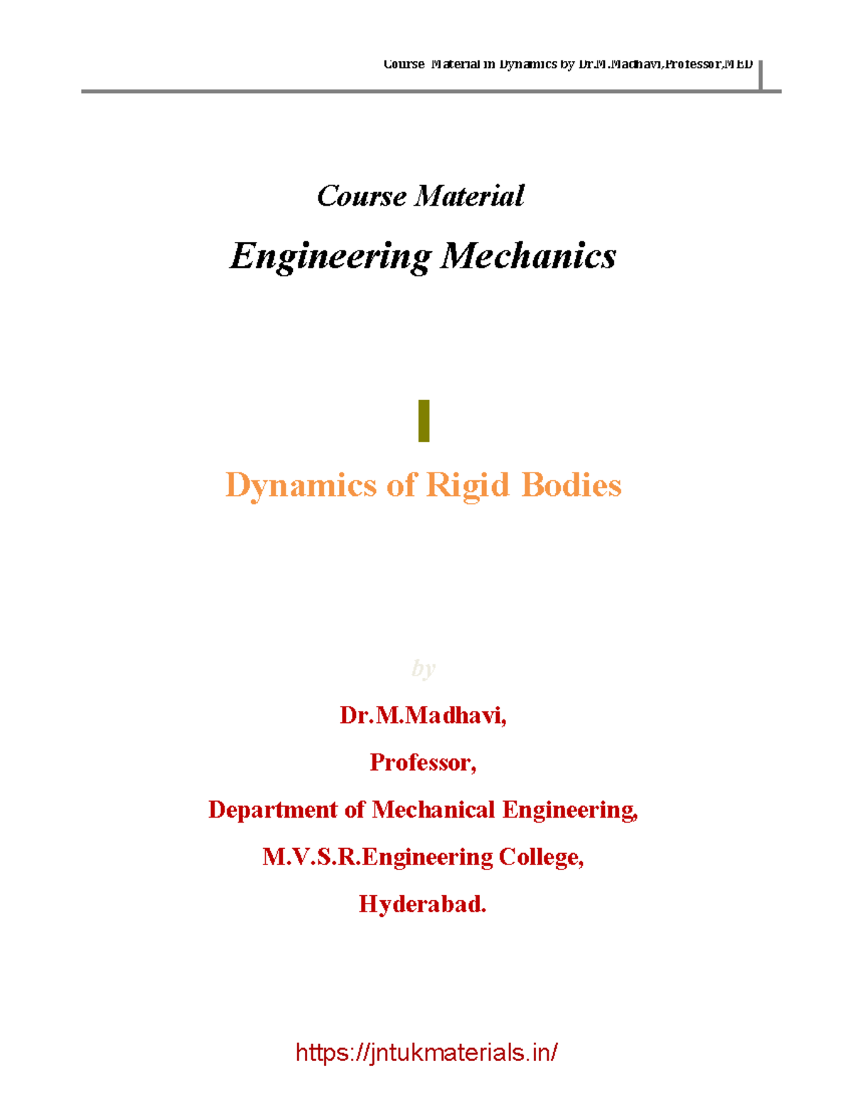 Engineering Mechanics - 5 - Course Material Engineering Mechanics ...
