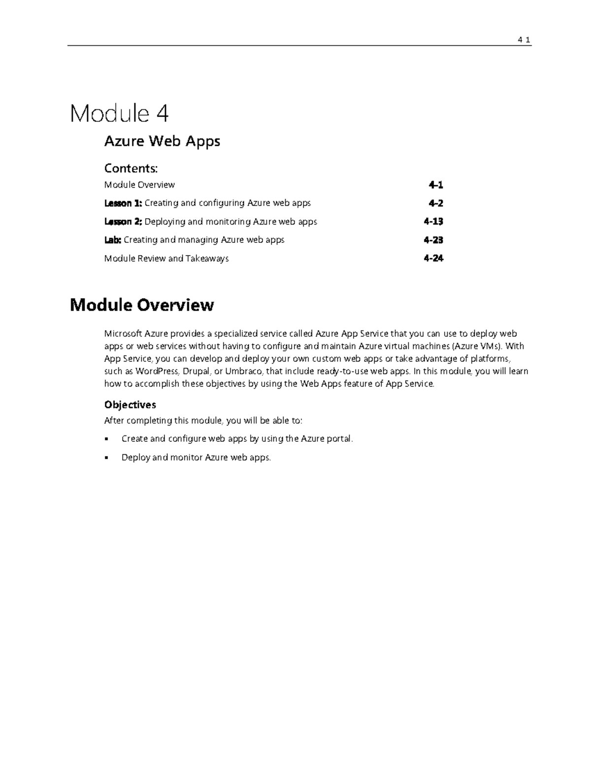 ME- Module+4 - djoasjdi - 4- Module 4 Azure Web Apps Contents: Module ...