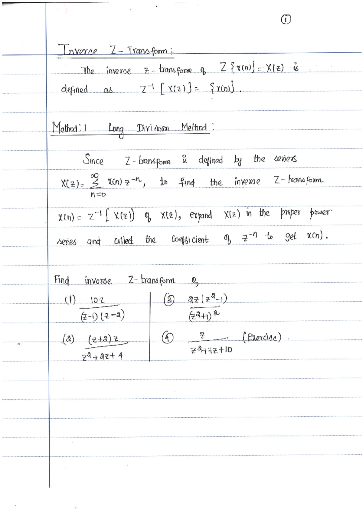 z transform notes - 15 00 I z E t to 00 E nzn Z 2Z2 3Z3 Z 2 3 if 109 if ...
