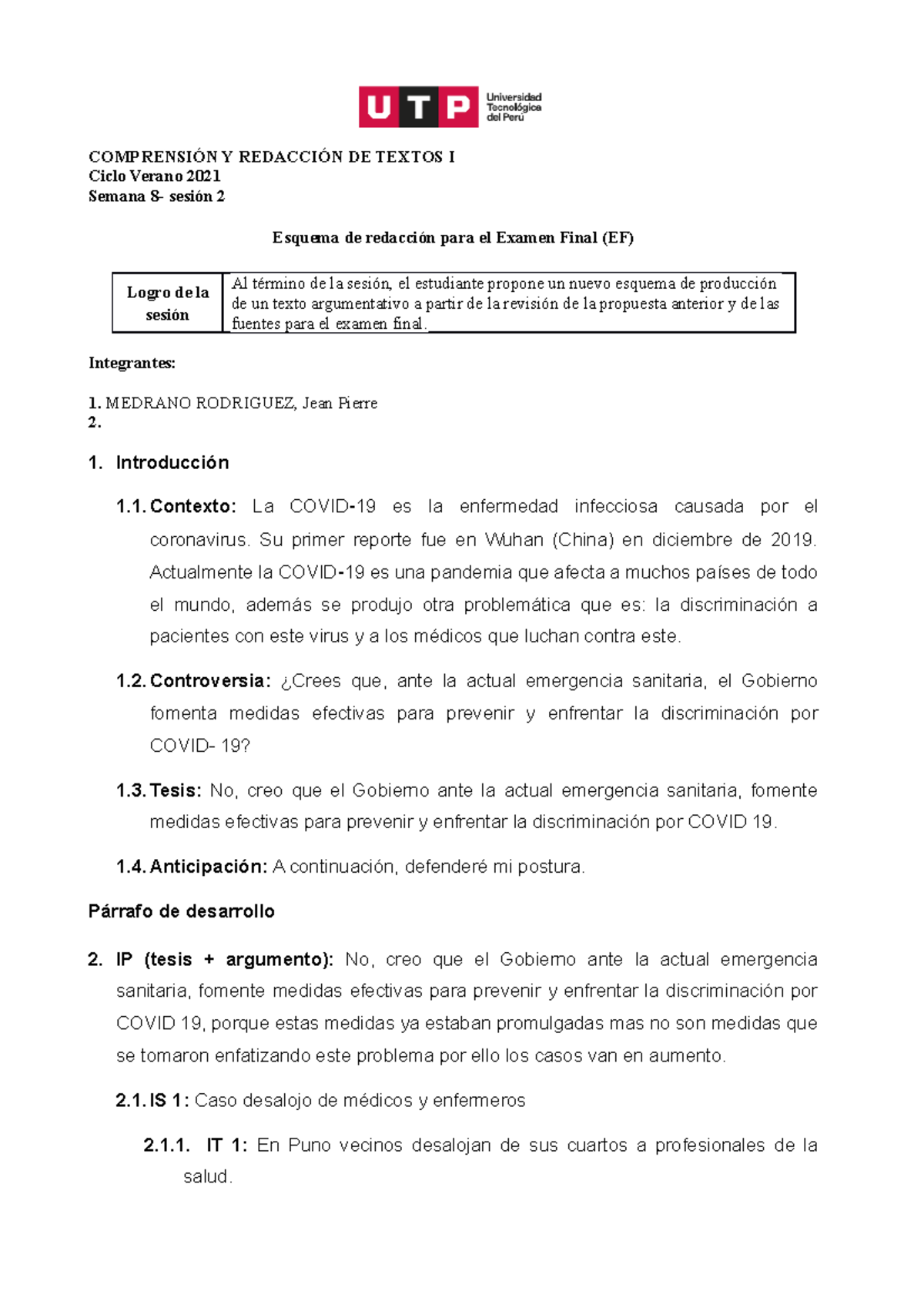 S08.s2 Esquema Para EF Verano 2021 - COMPRENSIÓN Y REDACCIÓN DE TEXTOS ...