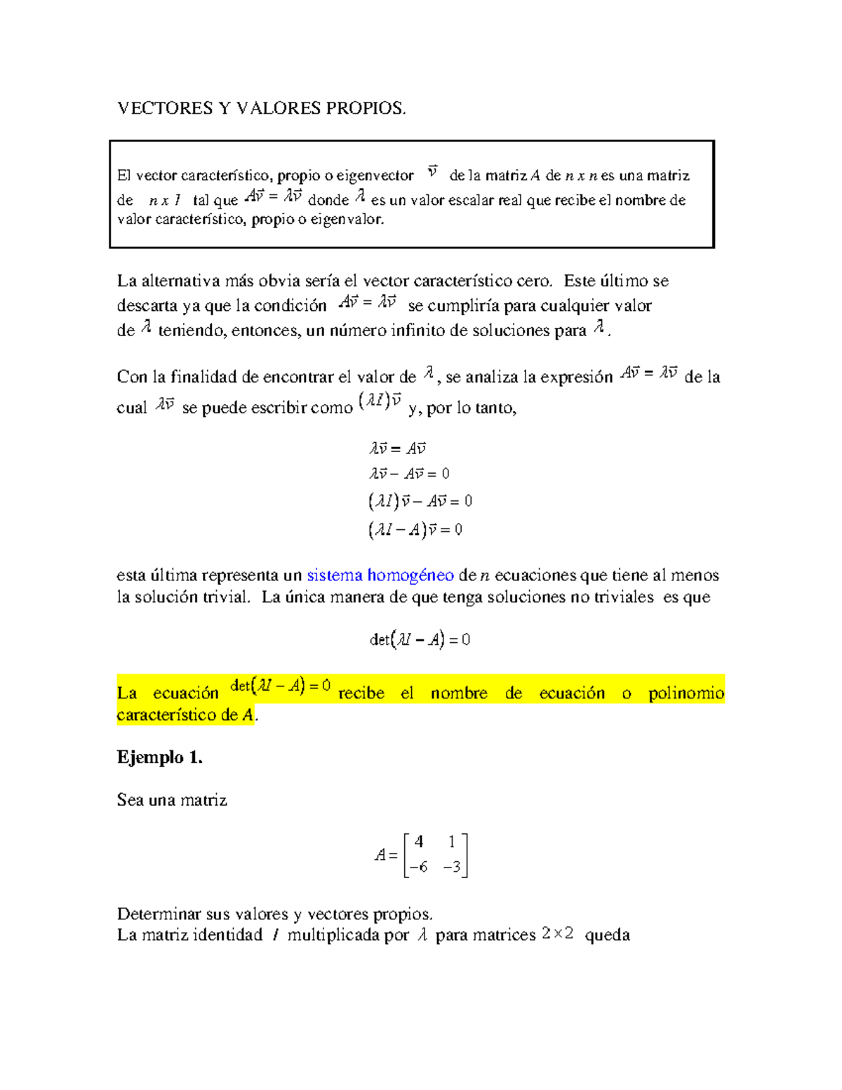 Vectores Y Valores Propios Algebra Lineal - VECTORES Y VALORES PROPIOS ...