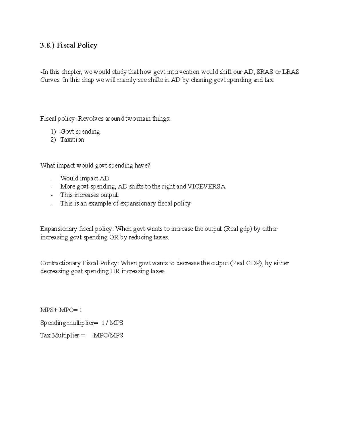 Unit 3 - 3.) Fiscal Policy -In this chapter, we would study that how ...