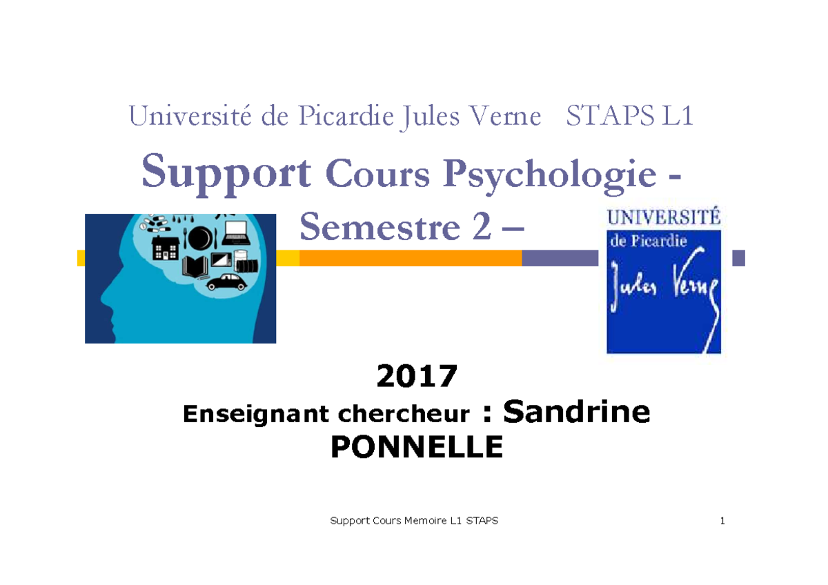 Support - Psychologie - Université de Picardie Jules Verne STAPS L1