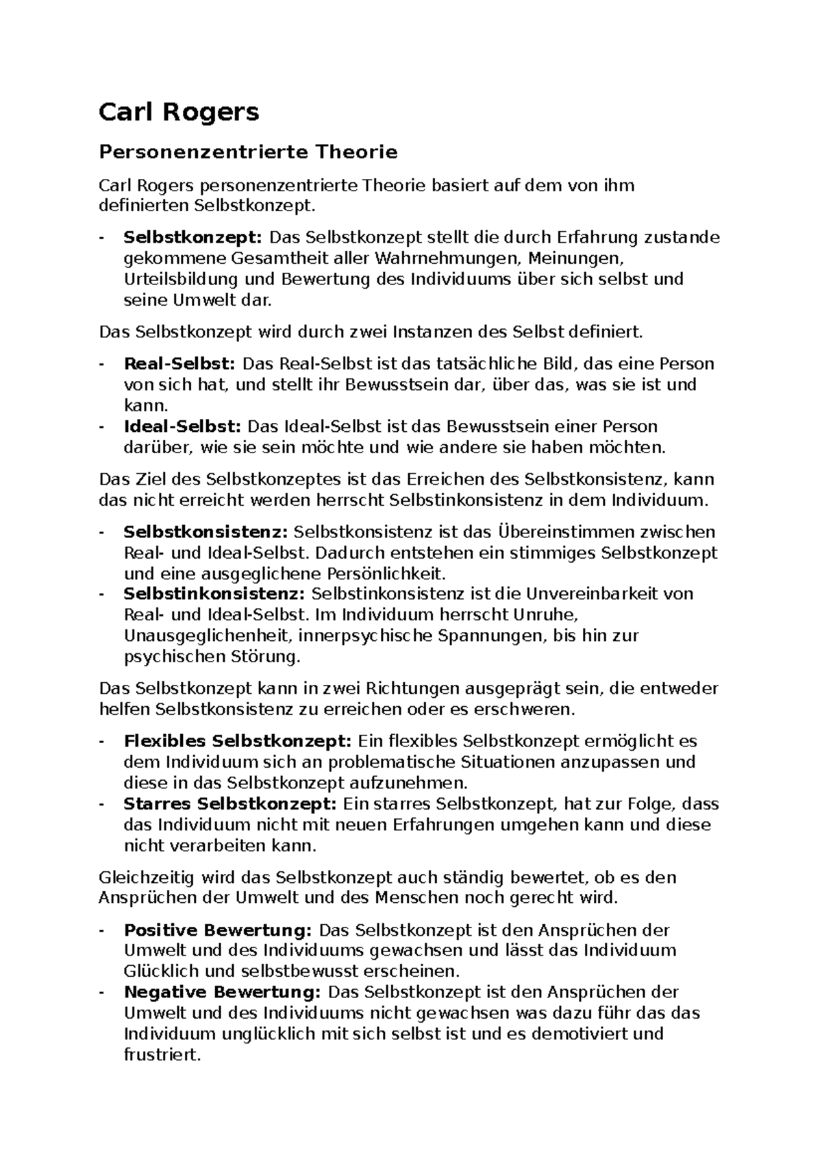 Persönlichkeit Rogers - Carl Rogers Personenzentrierte Theorie Carl