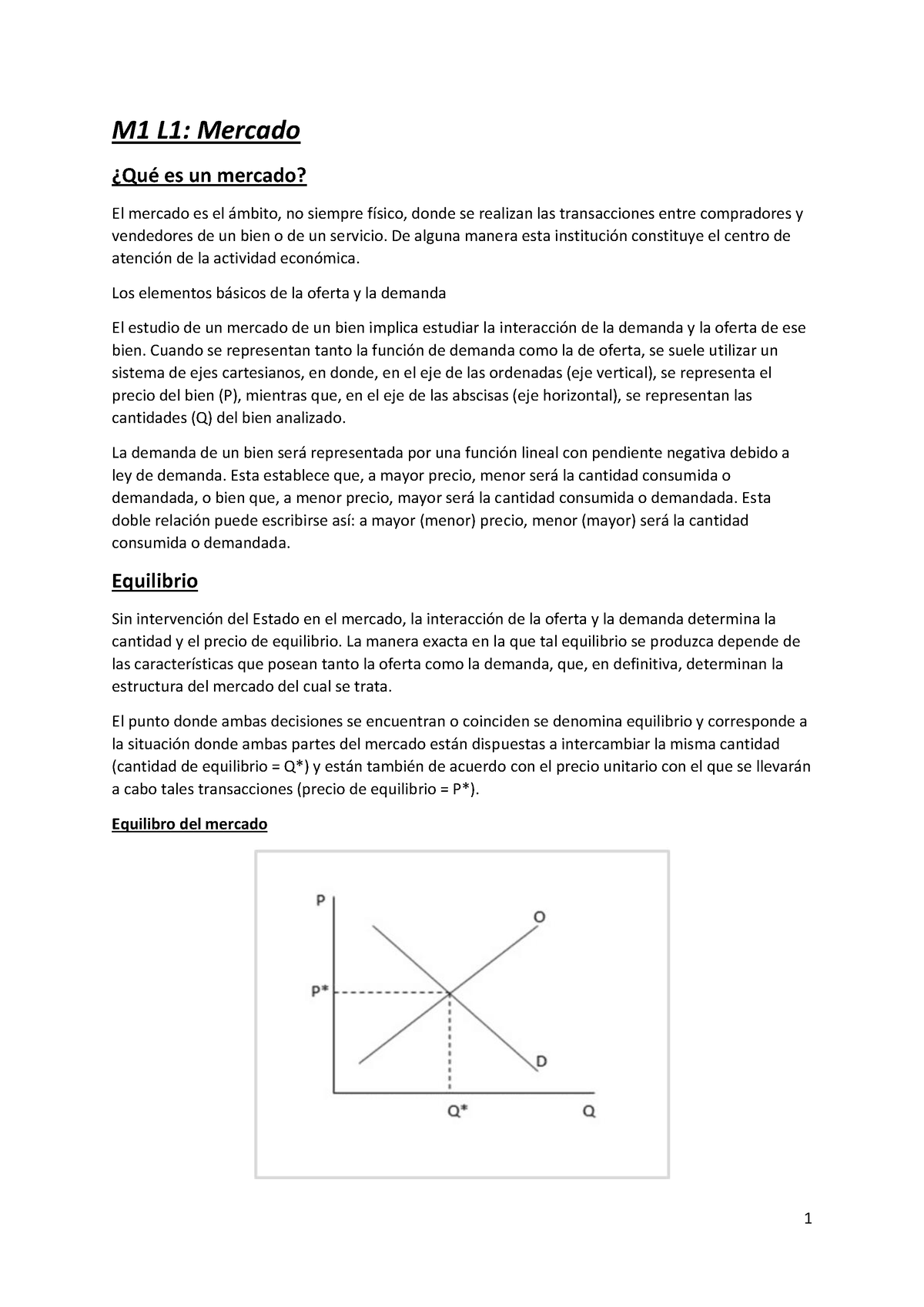 Resumen Economia Primer Parcial - M1 L1: Mercado ¿Qué Es Un Mercado? El ...