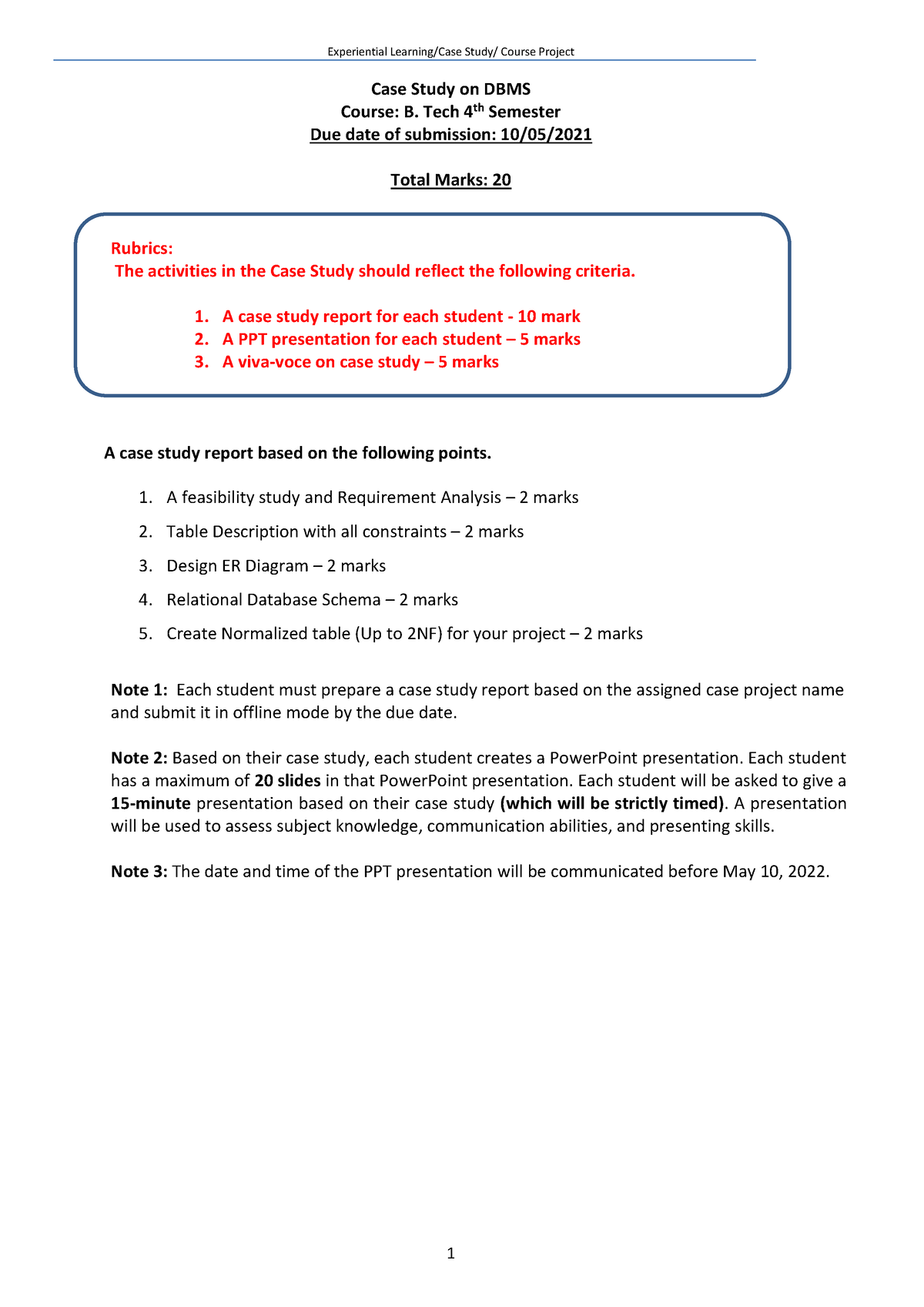 case study topic in dbms