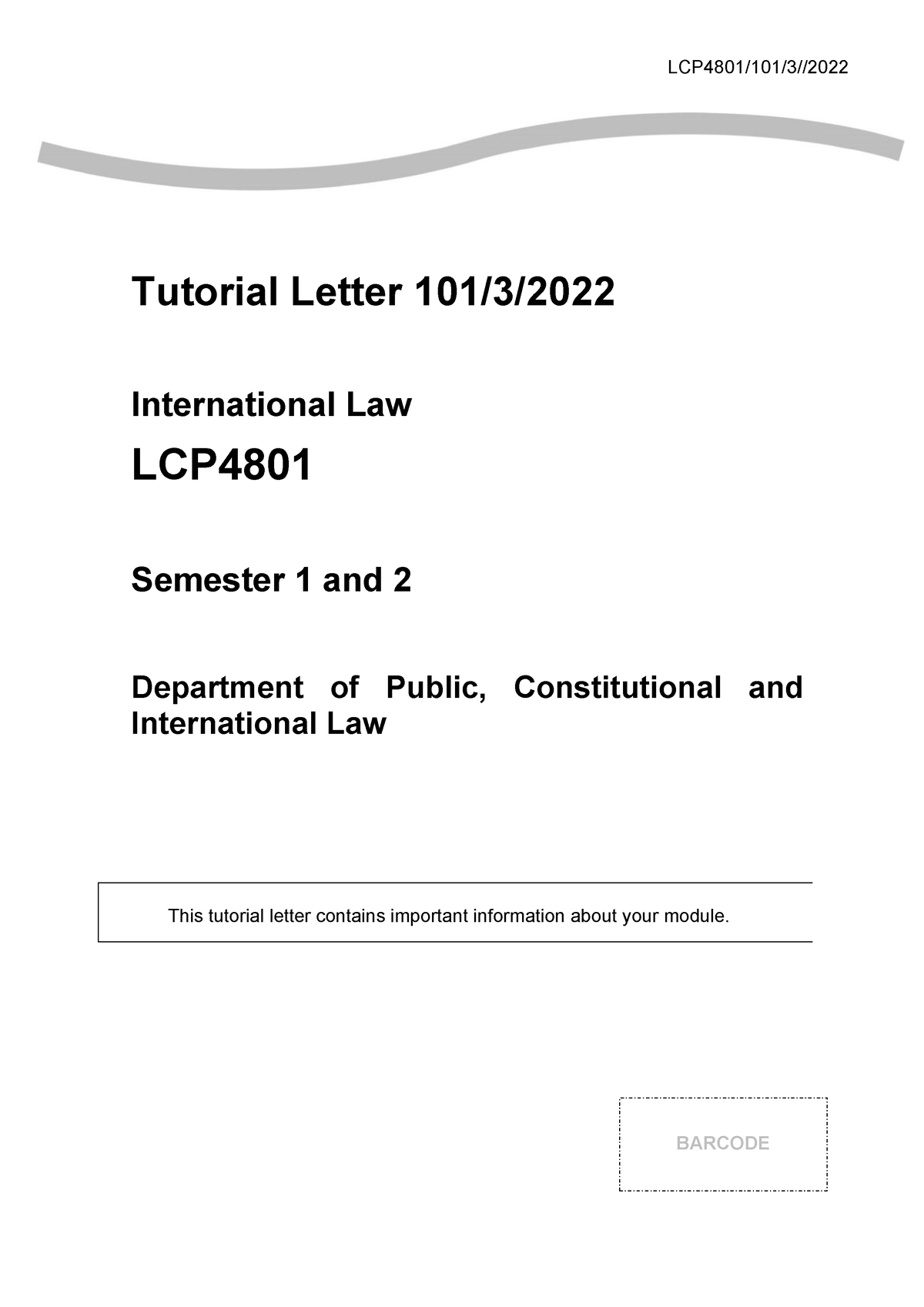 Intrenational LAW LCP4801 101 2022 3 B - LCP4801/101/3// 2022 Tutorial ...