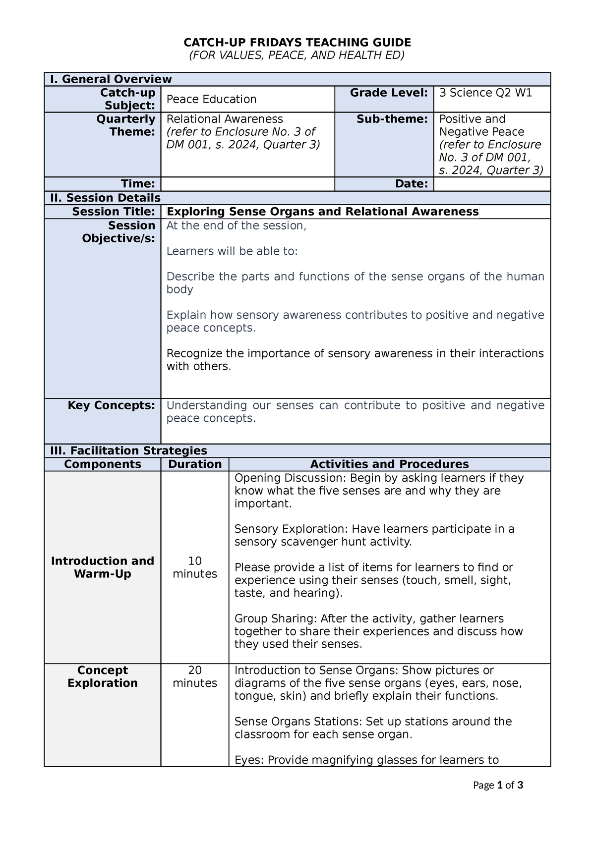 Teaching-Guide-Catchup Science G3 Peace Ed themesv 1 - CATCH-UP FRIDAYS ...