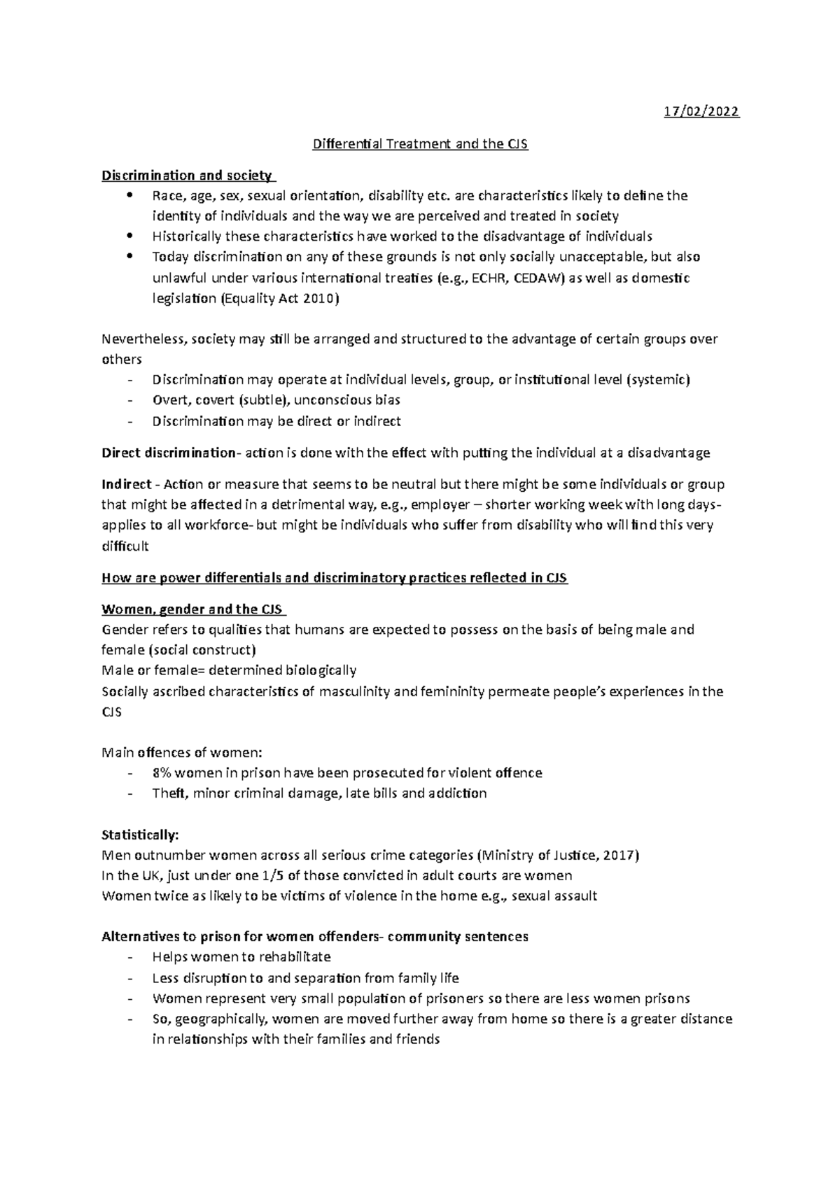 14. Differential Treatment - 17/02/ Differential Treatment and the CJS ...