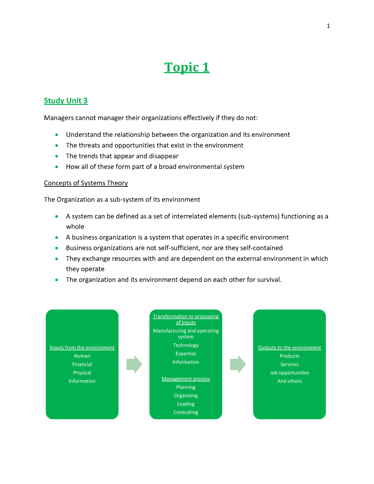 MNG2601-study Unit 3 Notes - Topic 1 Study Unit 3 Managers Cannot ...