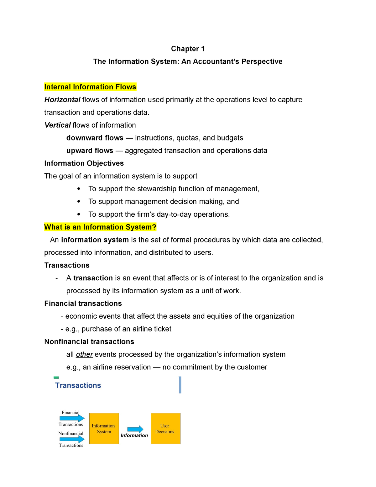 Chapter 1 (IT21) - AIS - Chapter 1 The Information System: An ...