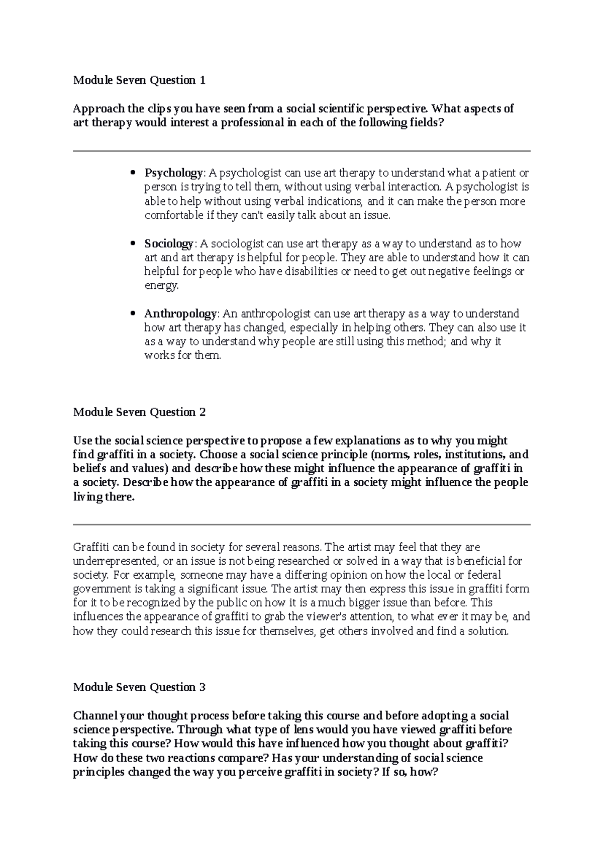 SCS 200 Applied Social Sciences WK 7 - Module Seven Question 1 Approach ...
