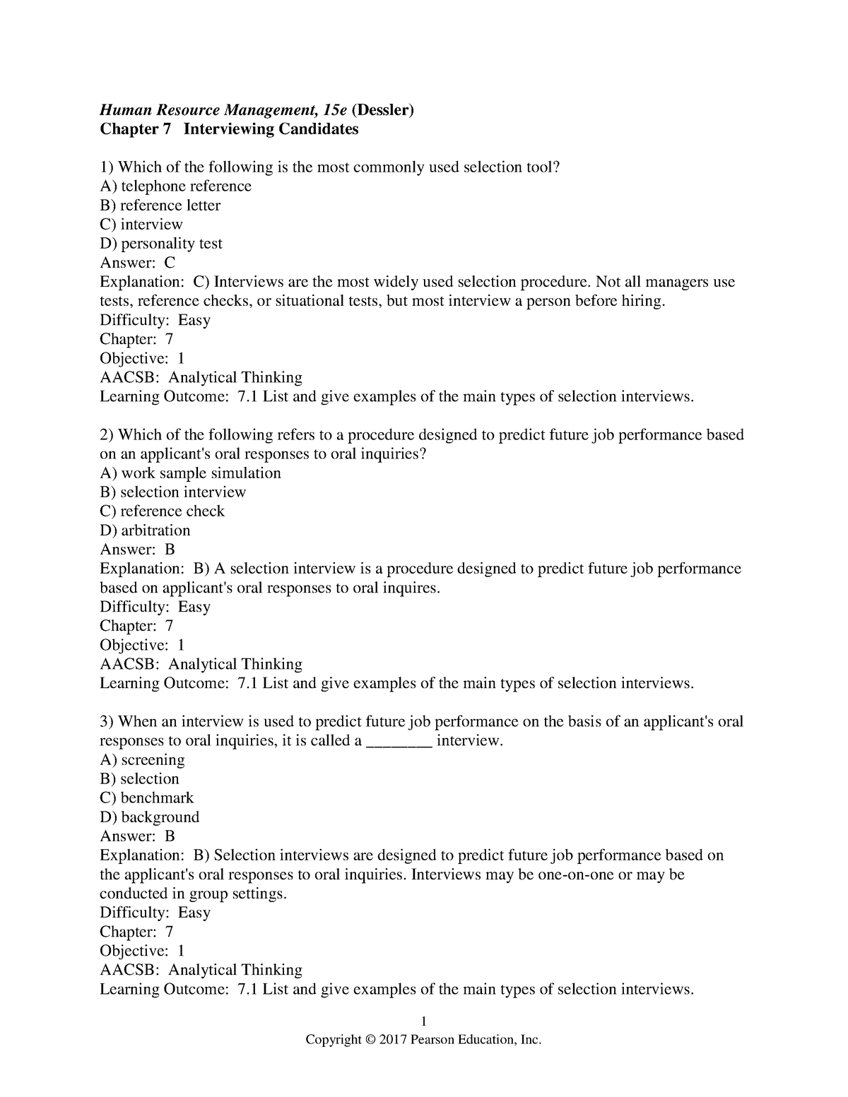 Chapter 07 Human Resources - 1 Human Resource Management, 15e (Dessler ...