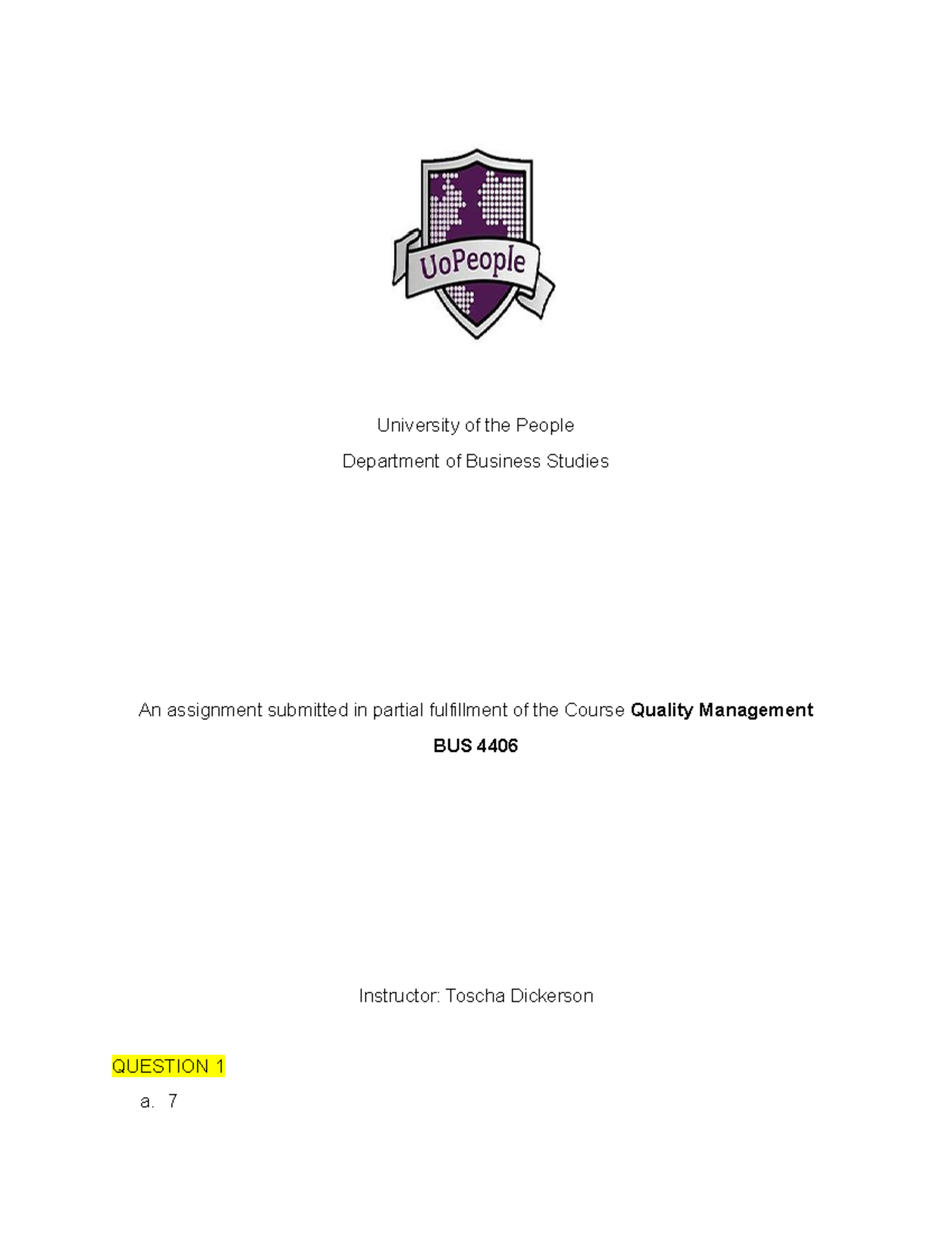 Bus 4406 Wa 5 Written Assignment University Of The People Department Of Business Studies An Bus 4406 Wa 5 Written Assignment University Of The People Department Of Business Studies An