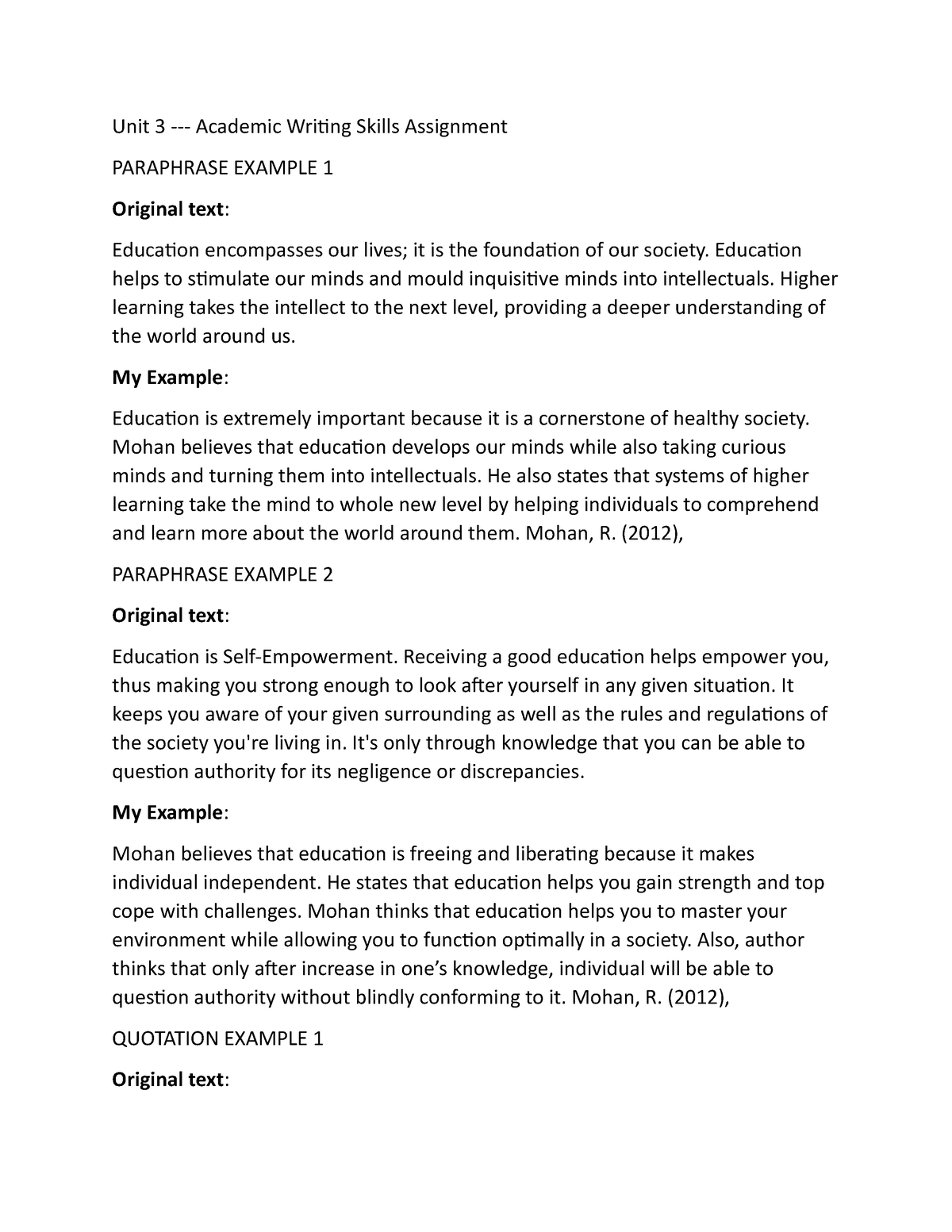 academic writing skills assignment