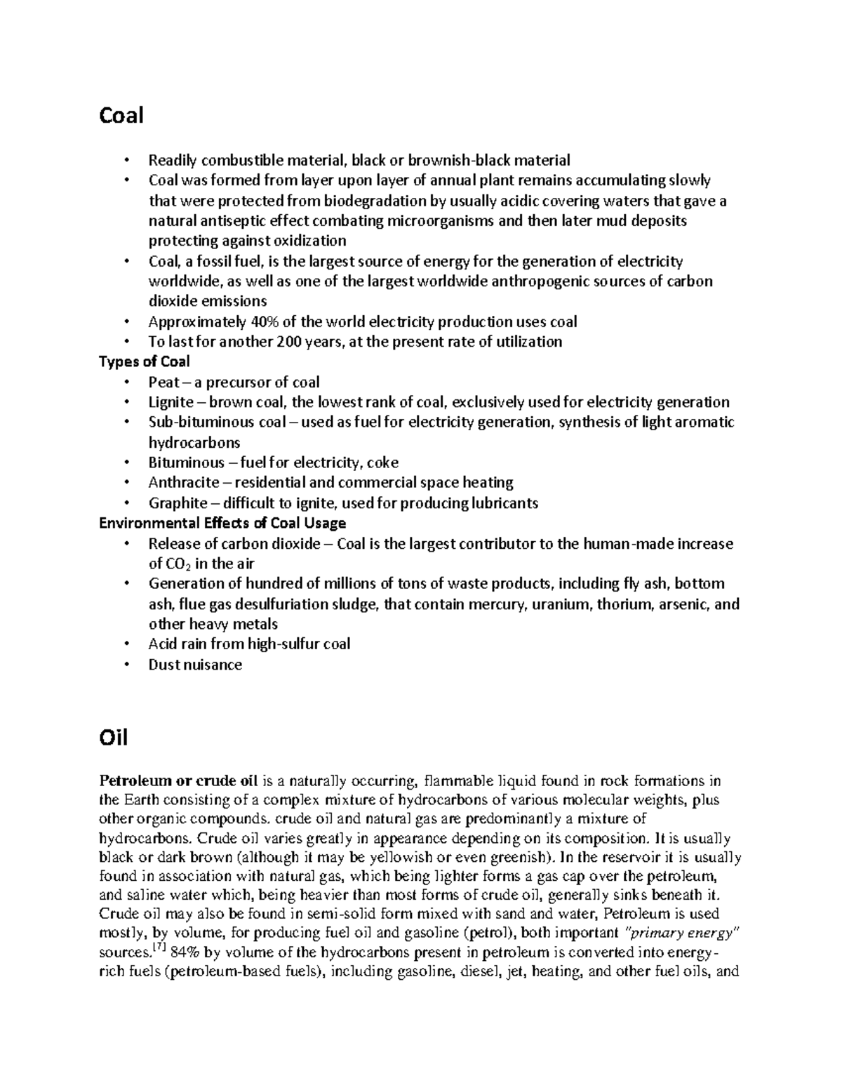 Full notes of Energy engineering - Coal Readily combustible material ...