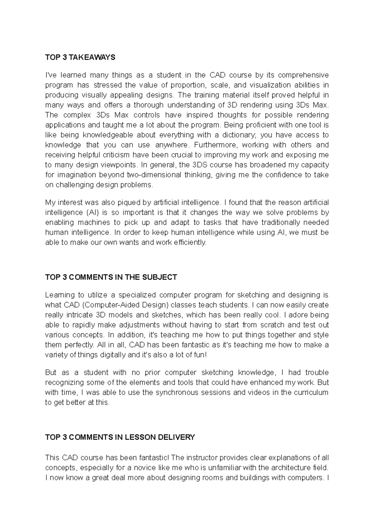 2024MAY.04 3Q2324 AR118-1L A54 Delrosarioj - TOP 3 TAKEAWAYS I've ...