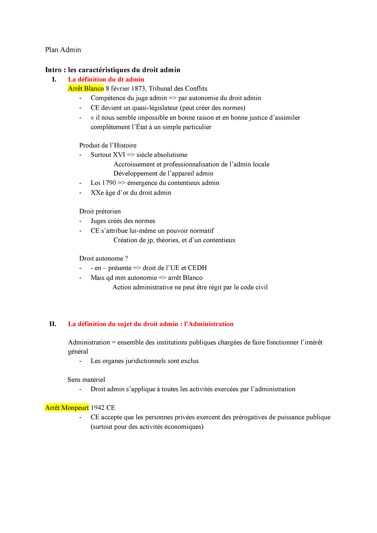 Jurisprudence Droit Administratif S3 - Plan Admin Intro : Les ...