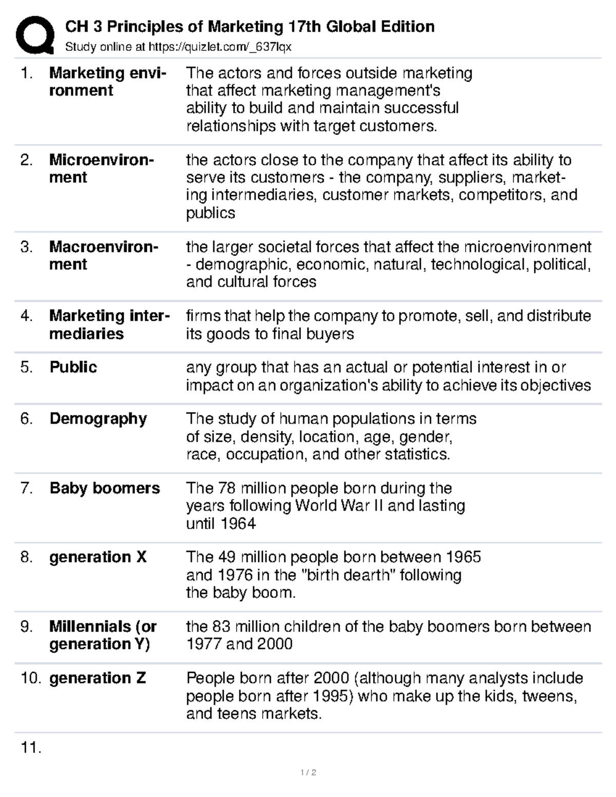 Chapter 3 - Practice Materials - CH 3 Principles Of Marketing 17th ...