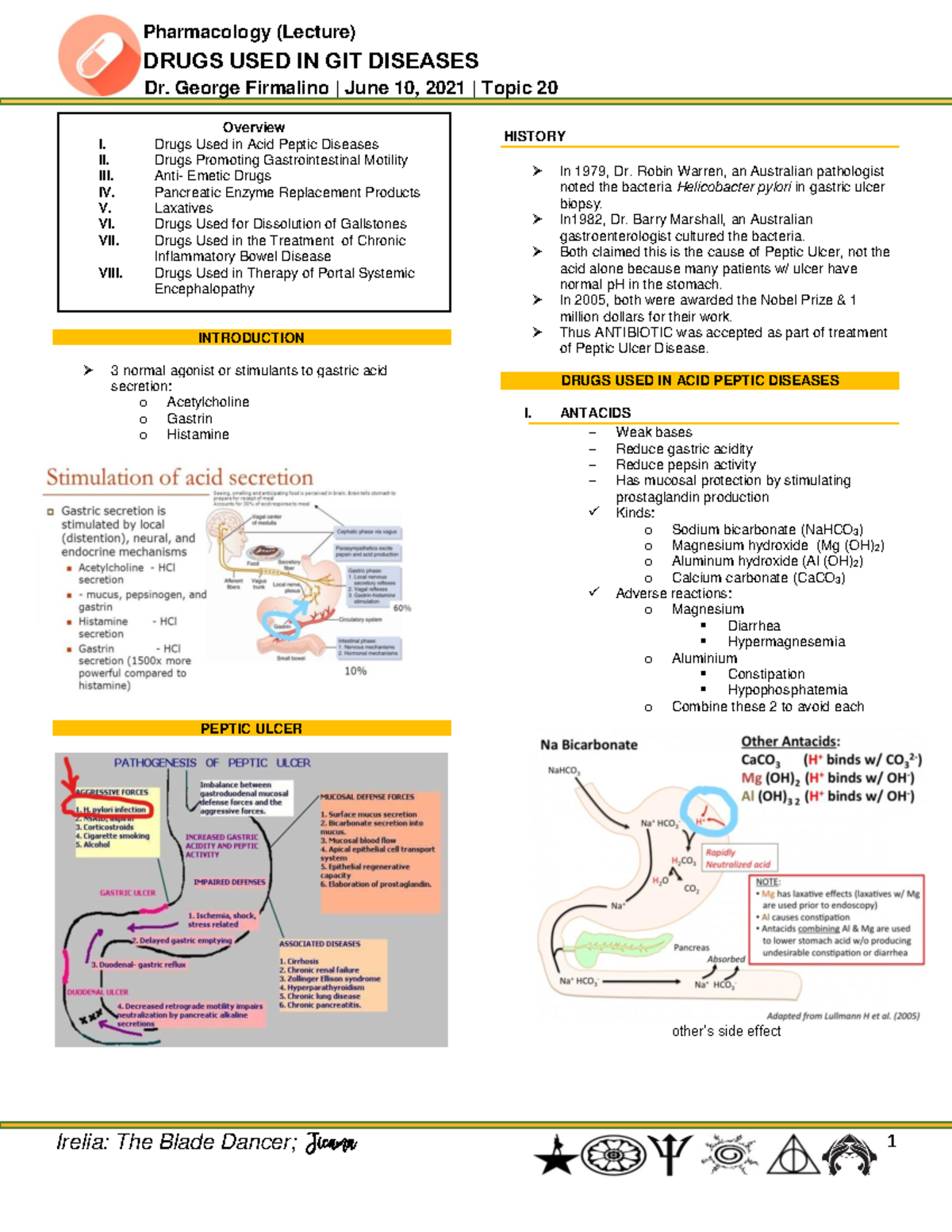 GIT Drugs (IBDJ) - DRUGS USED IN GIT DISEASES Dr. George Firmalino ...