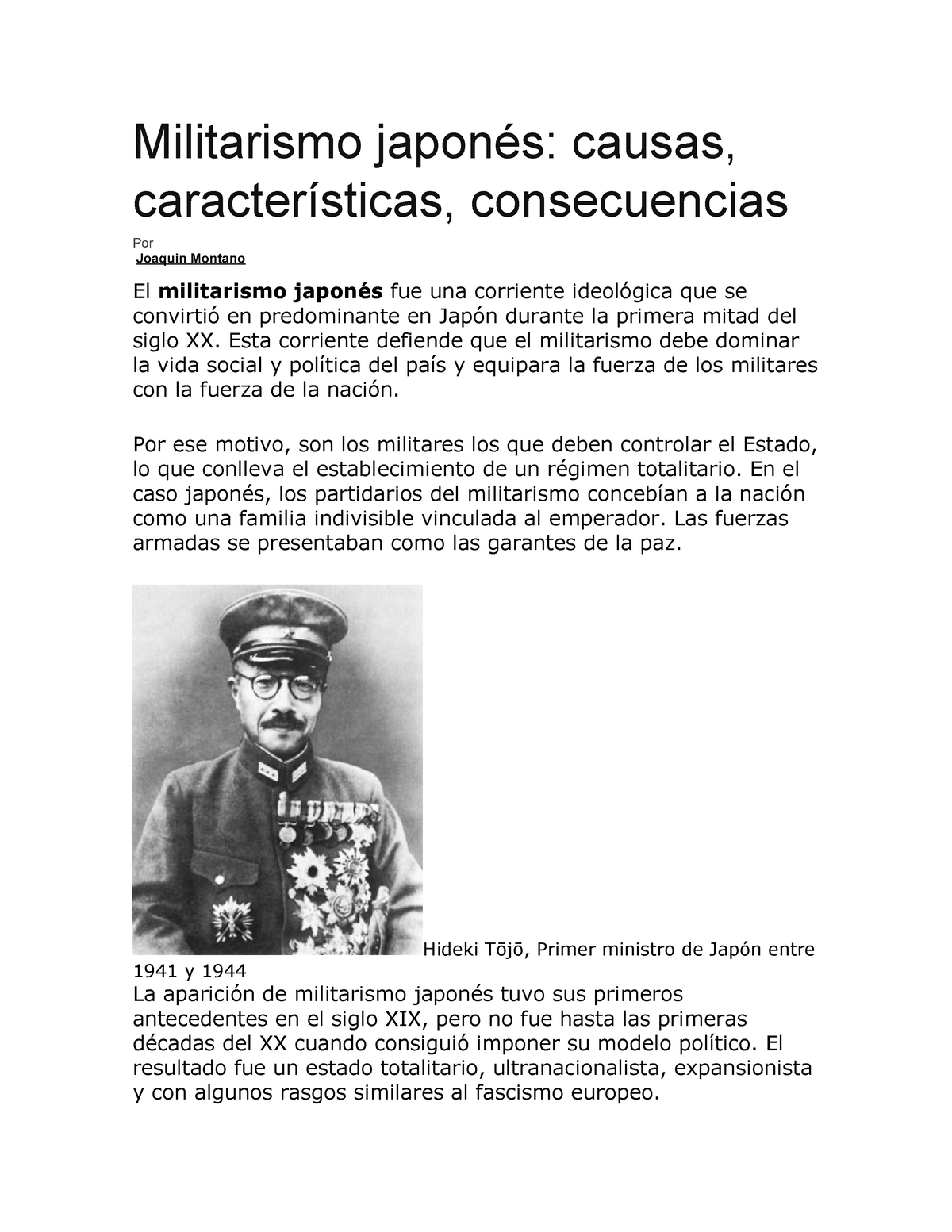 Militarismo japonés - Militarismo japonés: causas, características,  consecuencias Por Joaquin - Studocu