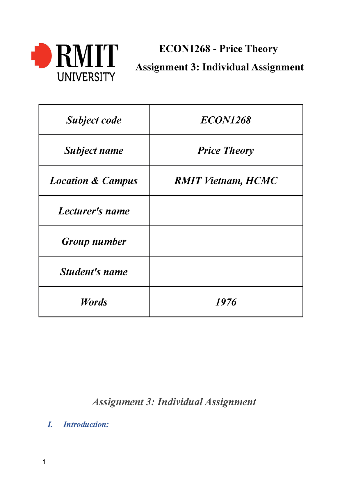 assignment in price