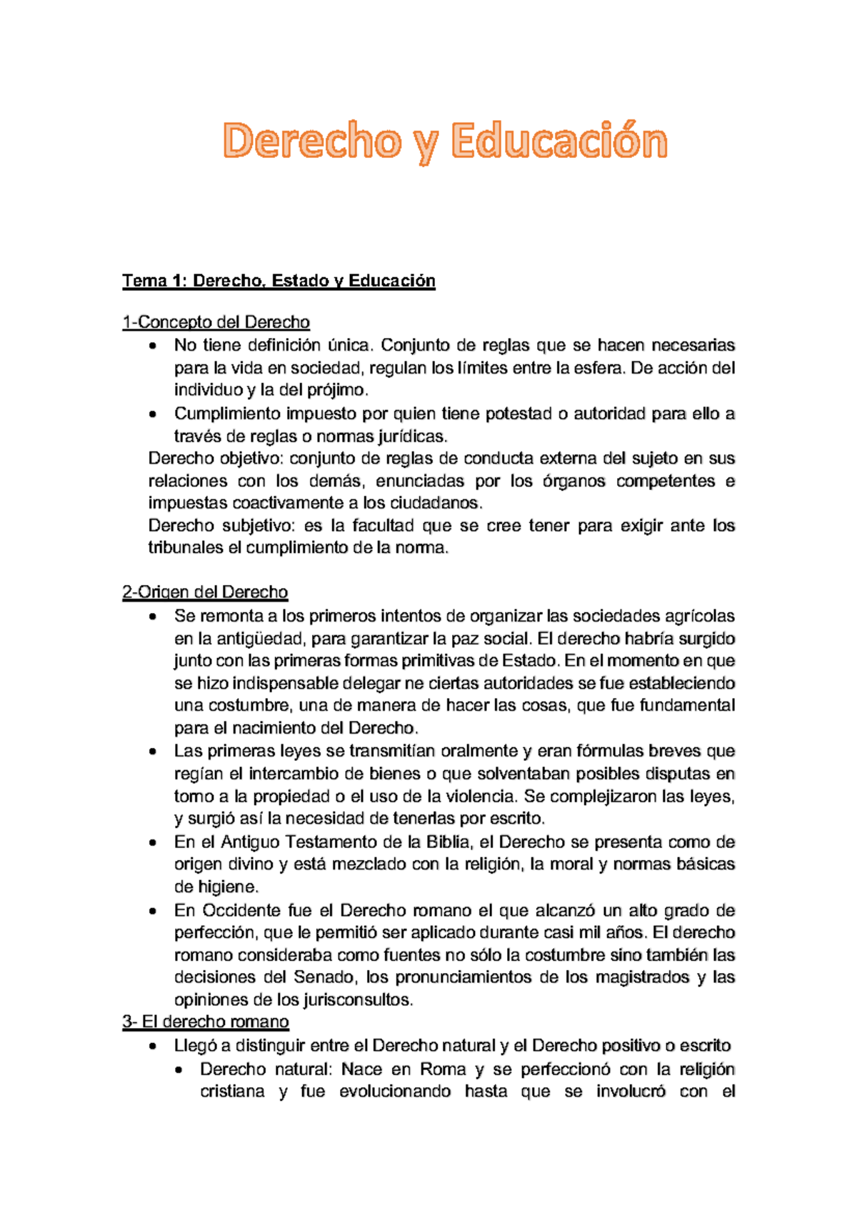 Derecho Tema 1 - Examen - Tema 1: Derecho, Estado Y Educación 1 ...